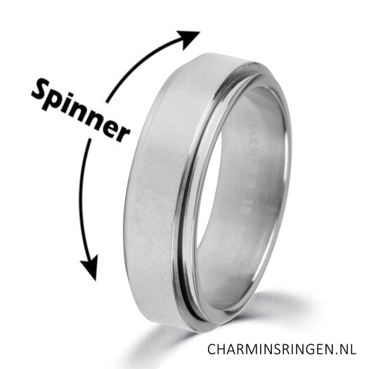 campagne Vulkanisch parfum R1068 Turning Anxiety Fidget Ring Shiny Staal - Charmin's ringen