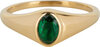 Charmin&rsquo;s R1086 Birthstone zegelring May Green Emerald Oval Stone Goldplated