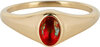 Charmin&rsquo;s R1221 Birthstone zegelring January Red Garnet Oval Stone Goldplated