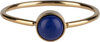 Charmin&rsquo;s Goudkleurige Ring Ronde Steen Donker Blauwe Howliet Edelsteen 5mm Staal R1052