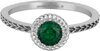 Charmin&#039;s Ring Birthstone Mei Donkergroene Kristal Staal Iconic Vintage R1524
