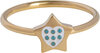 KR185 Star With Heart And Blue Dots Gold Steel Kids Ring