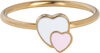 Bague enfant KIDZ en acier dor&eacute; avec deux c&oelig;urs rose et blanc KR171 &ndash; Douce et &eacute;clatante