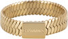 Charmin&rsquo;s Goudkleurige Plat Gevlochten Ring Met Plaatje 5MM Staal R1488