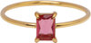 Charmin&#039;s Goudkleurige Ring Rechthoekig Roze Steentje R1725 &ndash; Zacht Contrast 