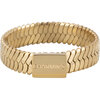 Charmin&rsquo;s Goudkleurige Plat Gevlochten Ring Met Plaatje 5MM Staal R1488
