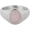 Charmin&#039;s Zegelring met Platte Ovale Licht-roze Rozenkwarts Edelsteen Staal R1481