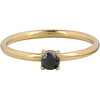 Charmin&rsquo;s Klassieke Solitair 1,9mm Ring Zwarte Steen Goud R1429