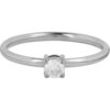 Charmin&rsquo;s Klassieke Solitair 1,9mm Ring Witte Steen Staal R1426