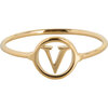 Charmin&rsquo;s initialen open ronde zegelring Goldplated R1121 Letter V