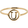Charmin&rsquo;s initialen open ronde zegelring Goldplated R1121 Letter U