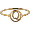 Charmin&rsquo;s initialen open ronde zegelring Goldplated R1121 Letter Q