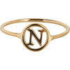 Charmin&rsquo;s initialen open ronde zegelring Goldplated R1121 Letter N