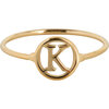 Charmin&rsquo;s initialen open ronde zegelring Goldplated R1121 Letter K