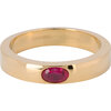 Charmin&rsquo;s Ring Brede Band Ovale Fuchsia-rode Steen Goudkleurig Staal R1231