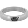 Charmin&rsquo;s Ring Brede Band Ovale Zwarte Steen Staal R1224