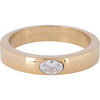 Charmin&rsquo;s Ring Brede Band Ovale Witte Steen Goudkleurig Staal R1223