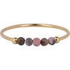 Charmin&#039;s Anxiety Ring Roze-Zwart Rhodoniet Edelsteen Kraaltjes Goldplated Palm R1198
