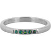 Charmin&rsquo;s Memoire Ring R1127 5 Steentjes Donker Groen Opaal Staal