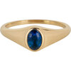 Charmin&rsquo;s R1089 Birthstone zegelring September Blue Sapphire Oval Stone Goldplated