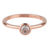 Charmin&rsquo;s Rosegoudkleurige Aanschuifring Ronde Steen Witte Kristal 4mm Staal R490