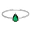 Charmin&#039;s Stalen Ring met Druppelvormig Donker Groen Kristal Steentje R1741 &ndash; Klassiek Groen 