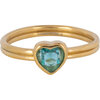 Charmin's Goudkleurige Dubbele Ring met kristal Blauw Hartje R1520&ndash; Stoere Liefde