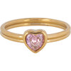 Charmin's Goudkleurige Dubbele Ring met Kristal Roze Hartje R1516&ndash; Stoere Liefde