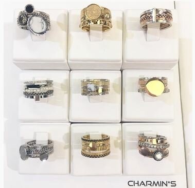 Charmin&amp;#8217;s stapelring zilver R409 'Marble Collection'