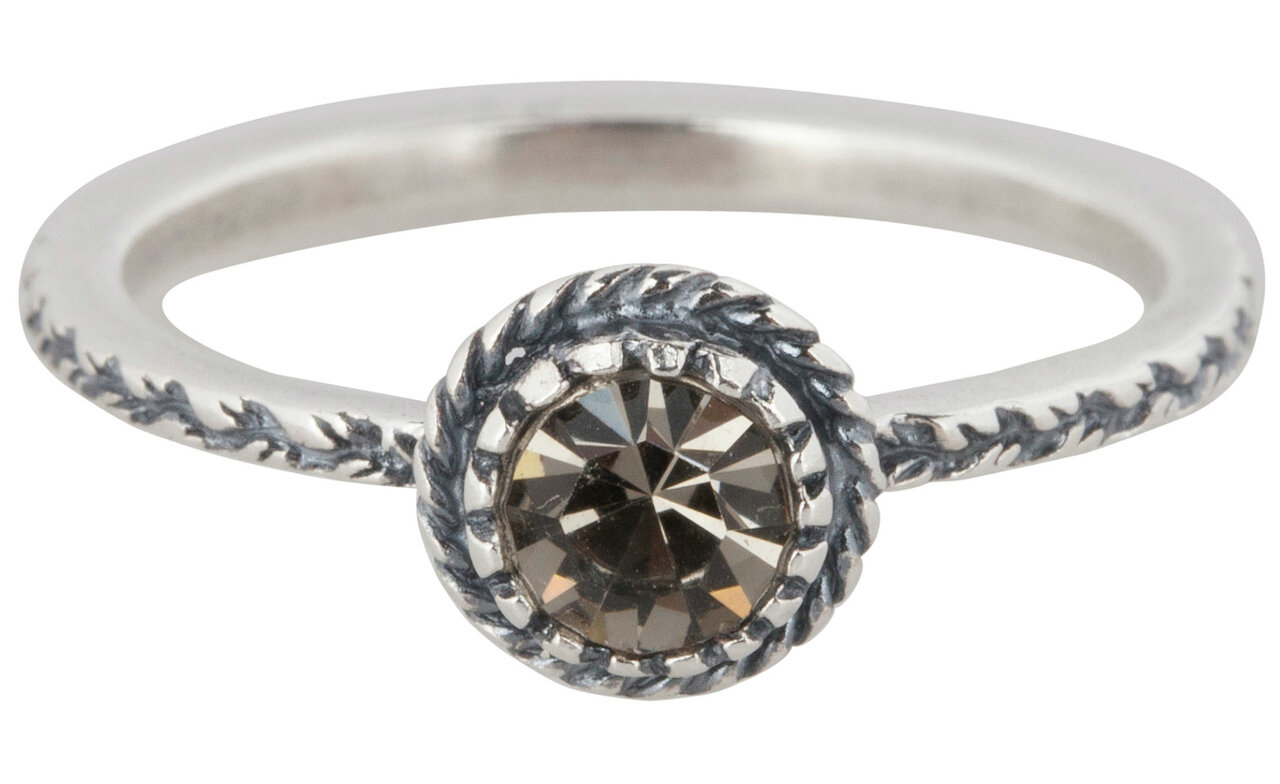 Charmin&amp;#8217;s  stapelring zilver R286 AB 'Crystal Crown'