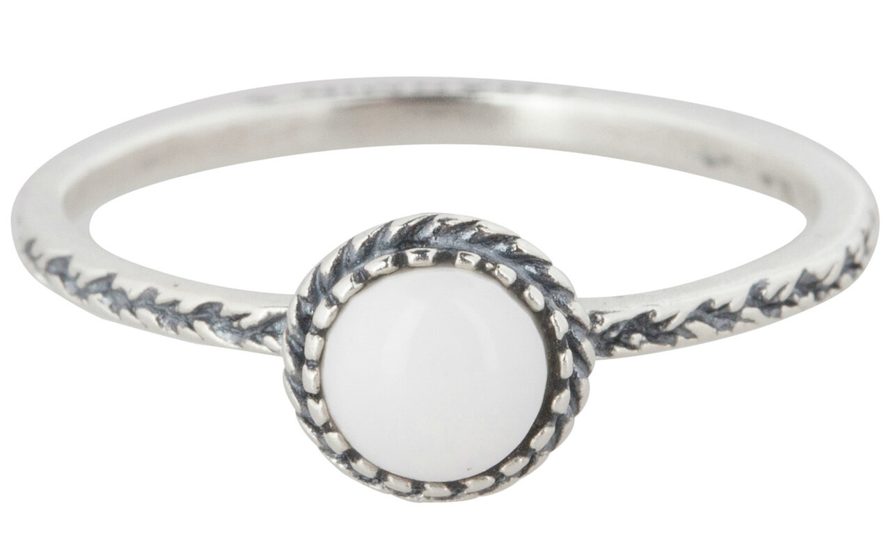 Charmin&amp;#8217;s stapelring zilver R292 White 'Crown Nat Stone'
