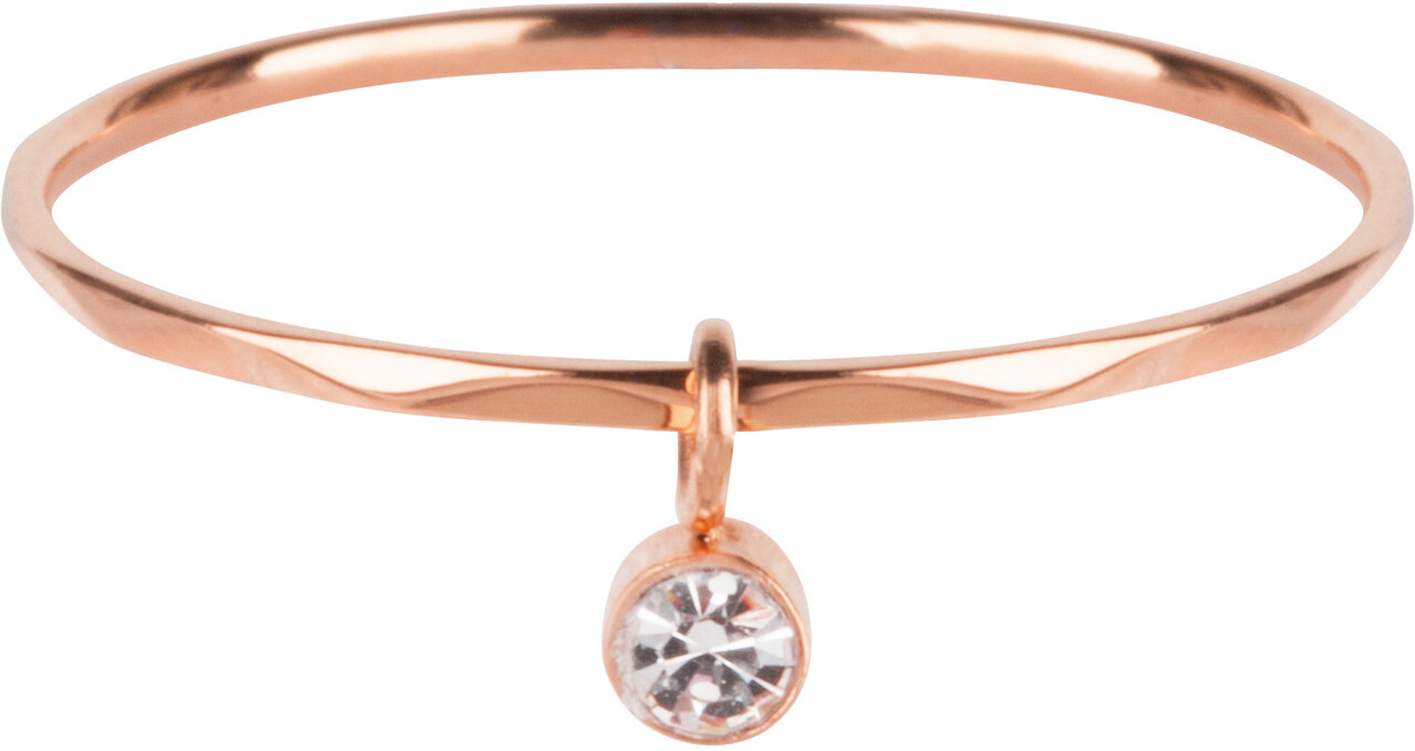 Charmin&amp;#8217;s ros&eacute;goudkleurige stapelring R578 Dangling Crystal ros&eacute;-goldplated staal