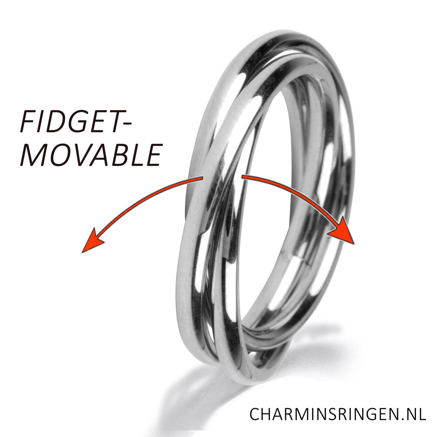 Charmin's Trinity Rolling Anxiety Fidget Ring Staal Smal R1643