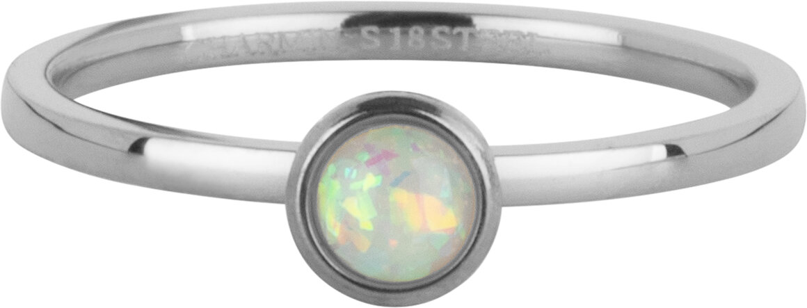 Charmin's Ring Birthstone October Roze Kristal Tourmaline Staal Iconic R1609