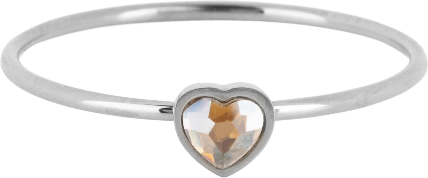Charmins Ring mit champagnerfarbenem Herzstein aus Stahl R1587 &ndash; Geburtsstein November