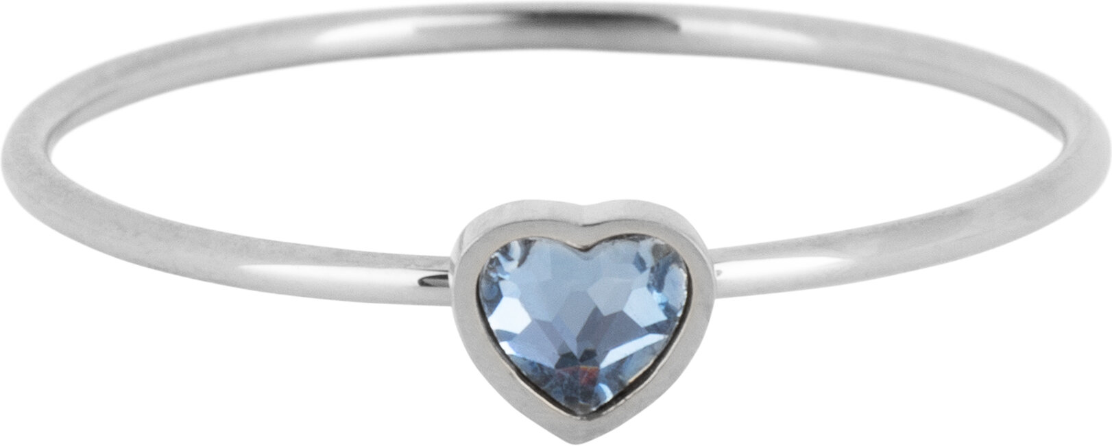 Charmin&#039;s Ring with Light Blue Topaz Heart Stone Steel R1571 &ndash; Birthstone March