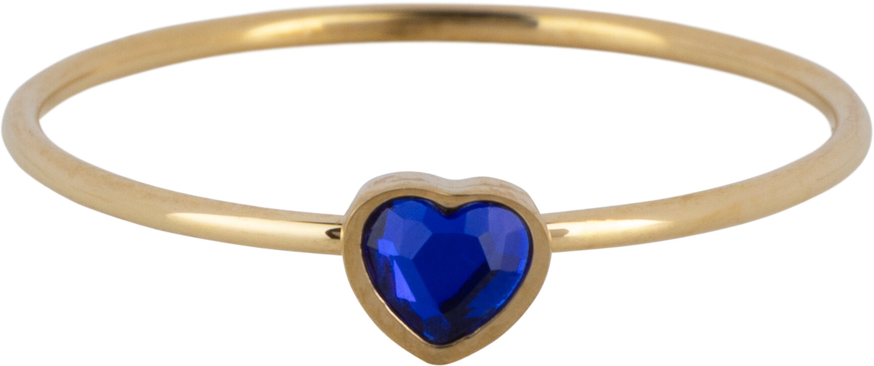 Charmin&#039;s Gold-Colored Ring with Dark Blue Sapphire-Colored Heart Stone Steel R1584 &ndash; Birthstone September