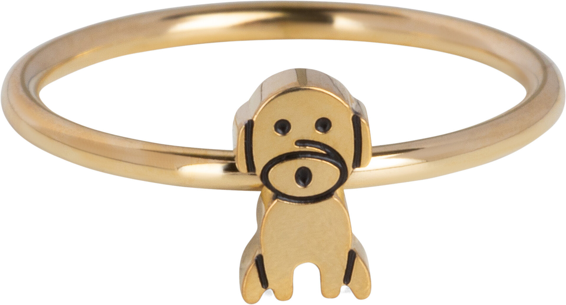 KIDZ Gold-Colored Children&#039;s Ring Sitting Dog Steel KR161 - For the Dog Fan