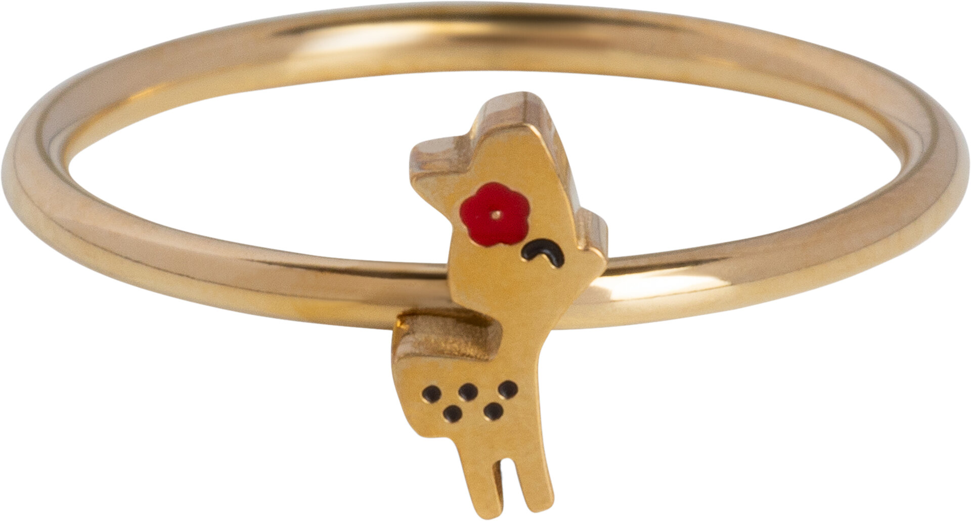 KIDZ Gold-colored Children&#039;s Ring Bambi Deer Flower Steel KR151 &ndash; Old school Charm