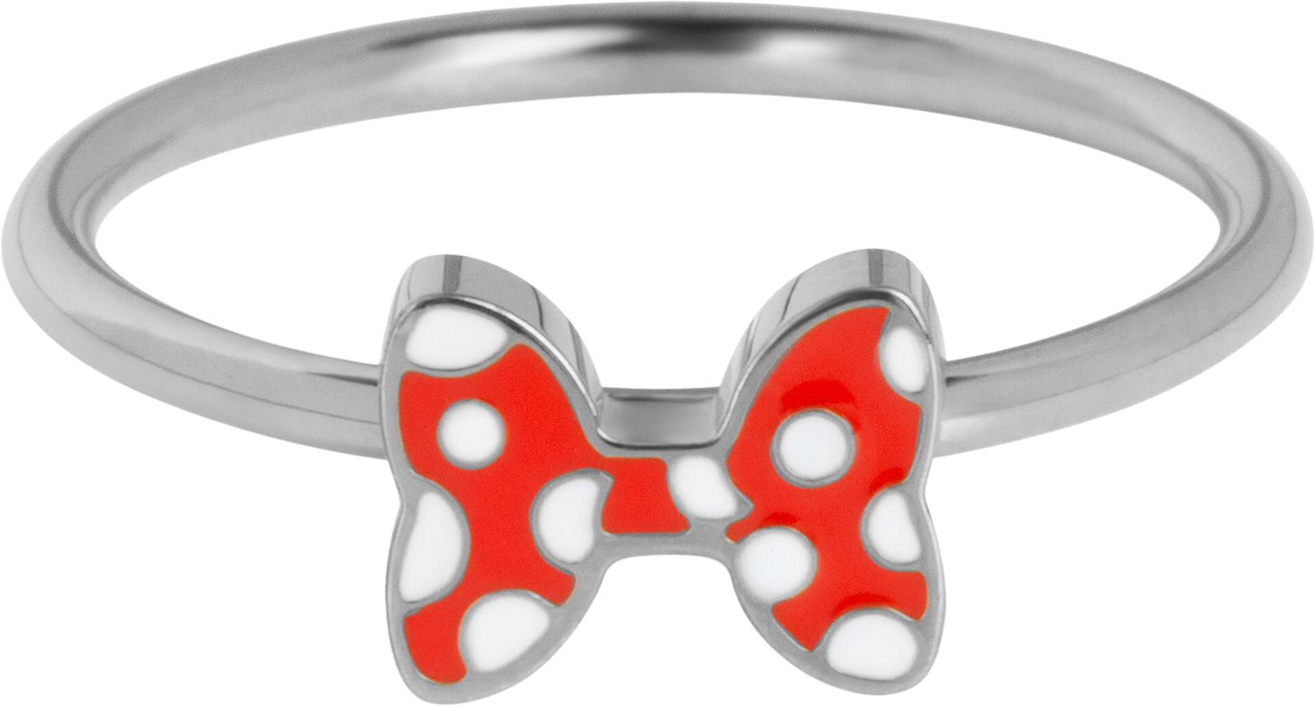 Bague pour enfant KIDZ en acier avec n&oelig;ud rouge et pois blancs KR234 &ndash; Cute &amp; Sweet