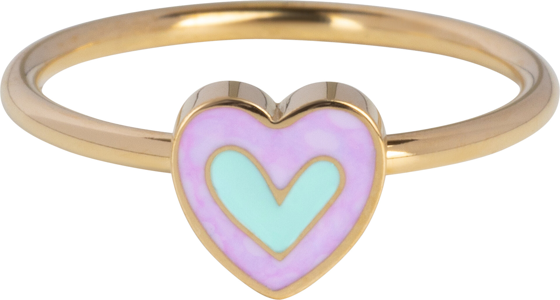 KR179 Heart Gold steel with lilac and blue Children's ring