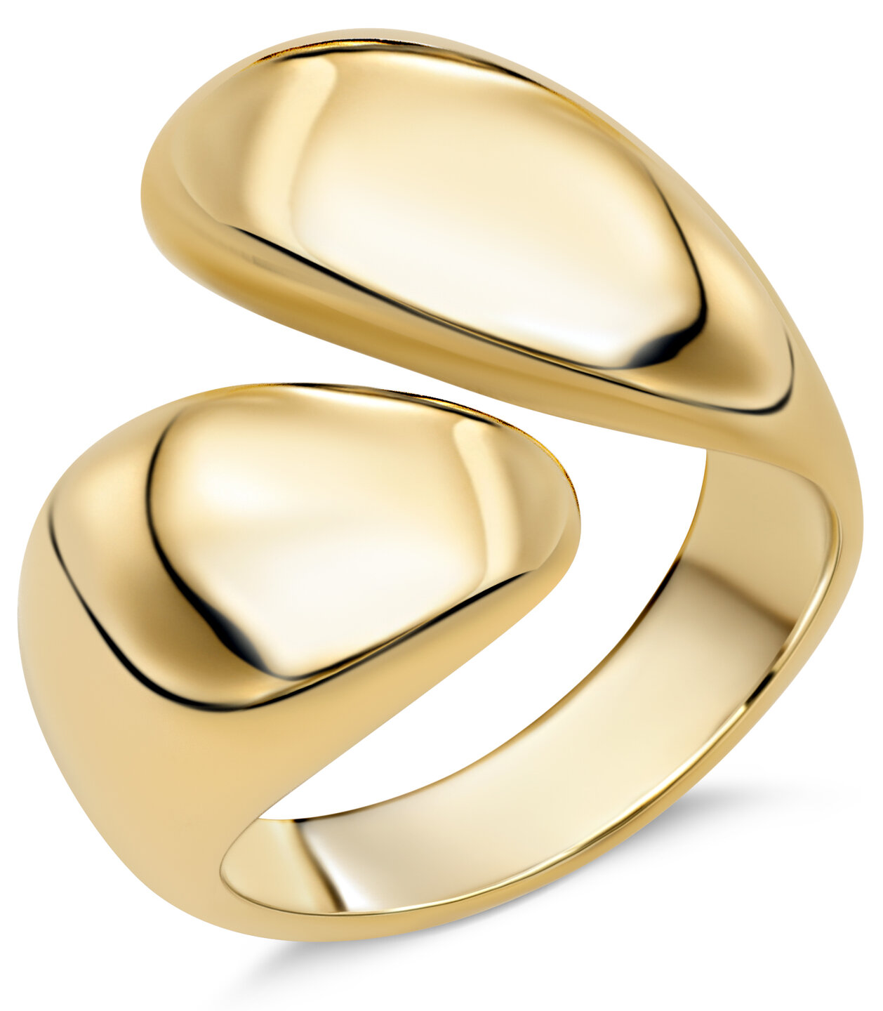 Charmins goldfarbener klobiger Ring mit offenen ovalen Enden aus Stahl R1794 – luftig und elegant