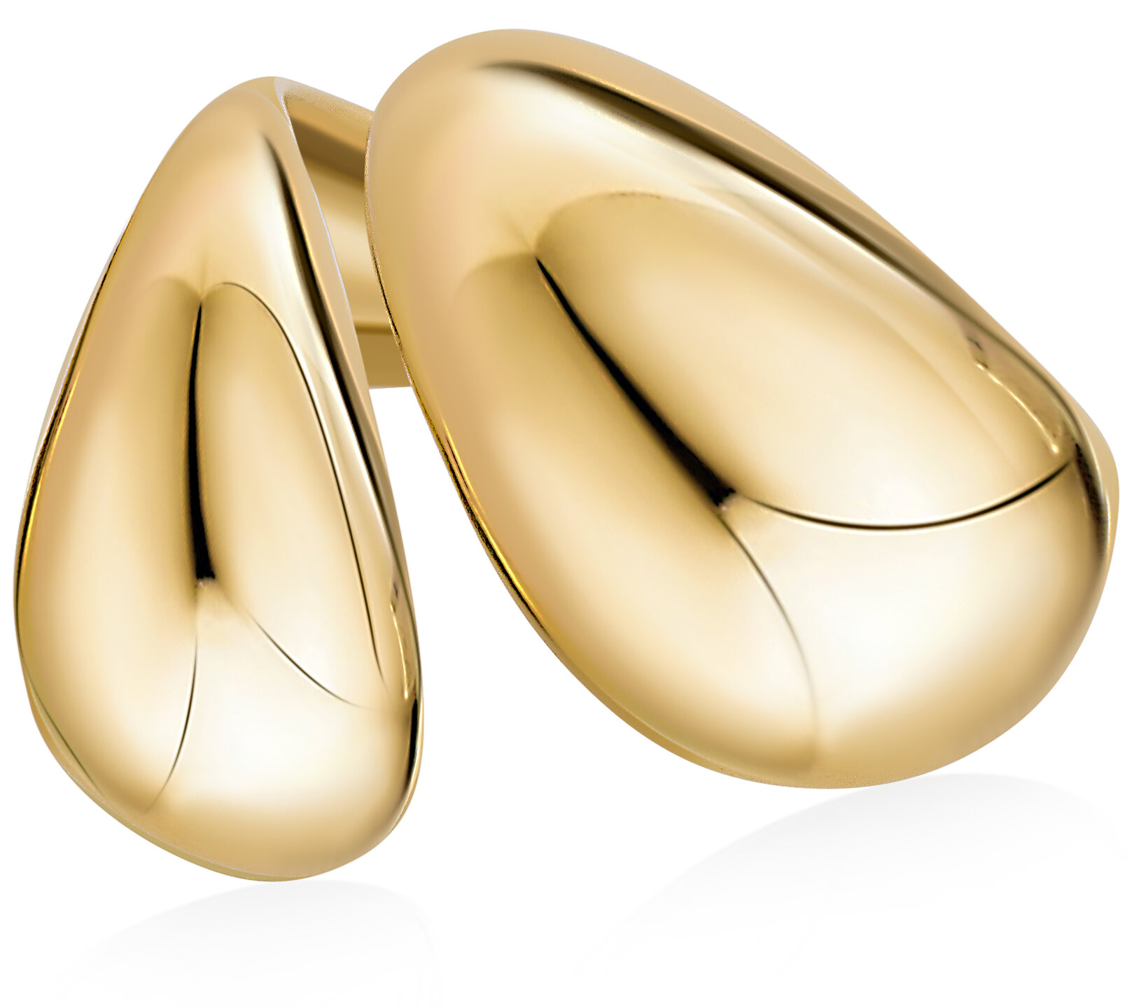 Charmins goldfarbener klobiger Ring mit offenen ovalen Enden aus Stahl R1794 – luftig und elegant