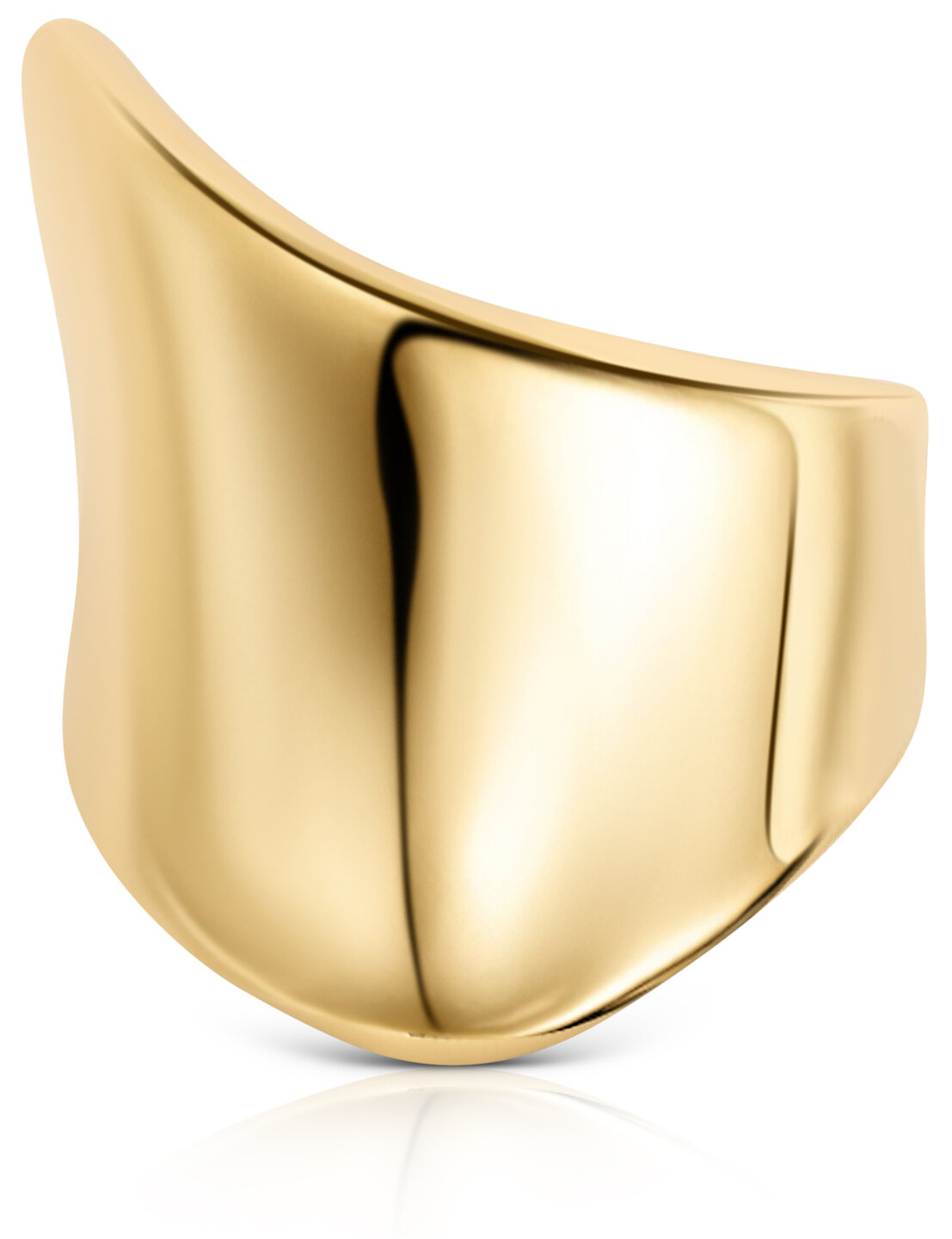 Charmins goldfarbener chunky Ring mit diagonaler Form aus Stahl R1791 – modern und kantig