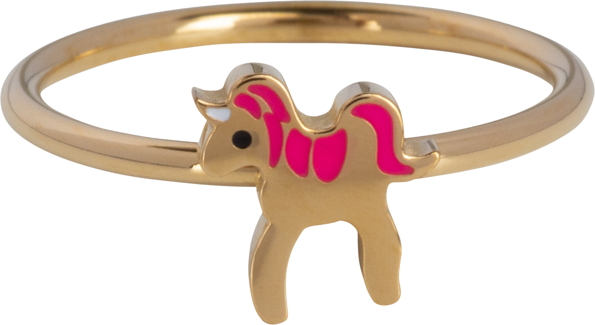 KIDZ Children&#039;s Ring Gold-Colored Steel Horse with Pink Mane KR147 &ndash; Elegant and Classic