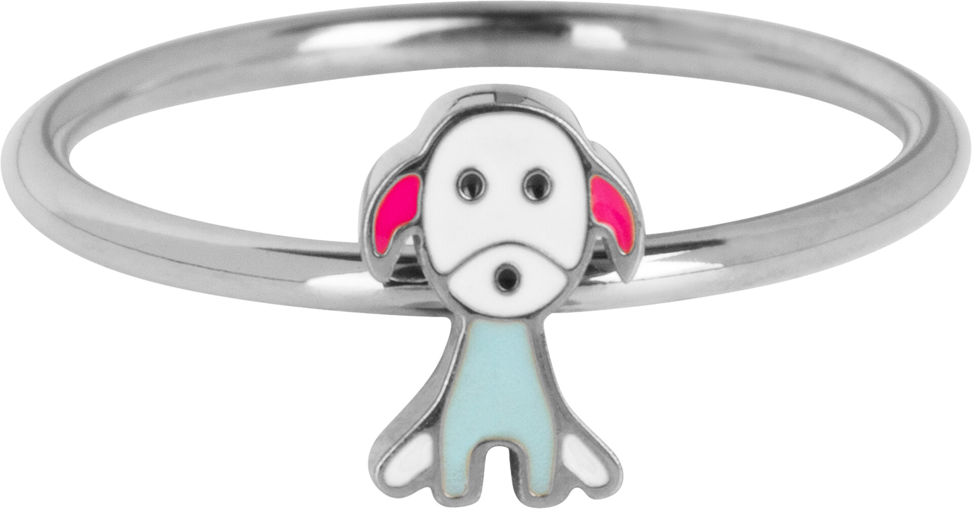 KIDZ Kinderring Staal met Lief Zittend Hondje KR206 – Schattig en Lief