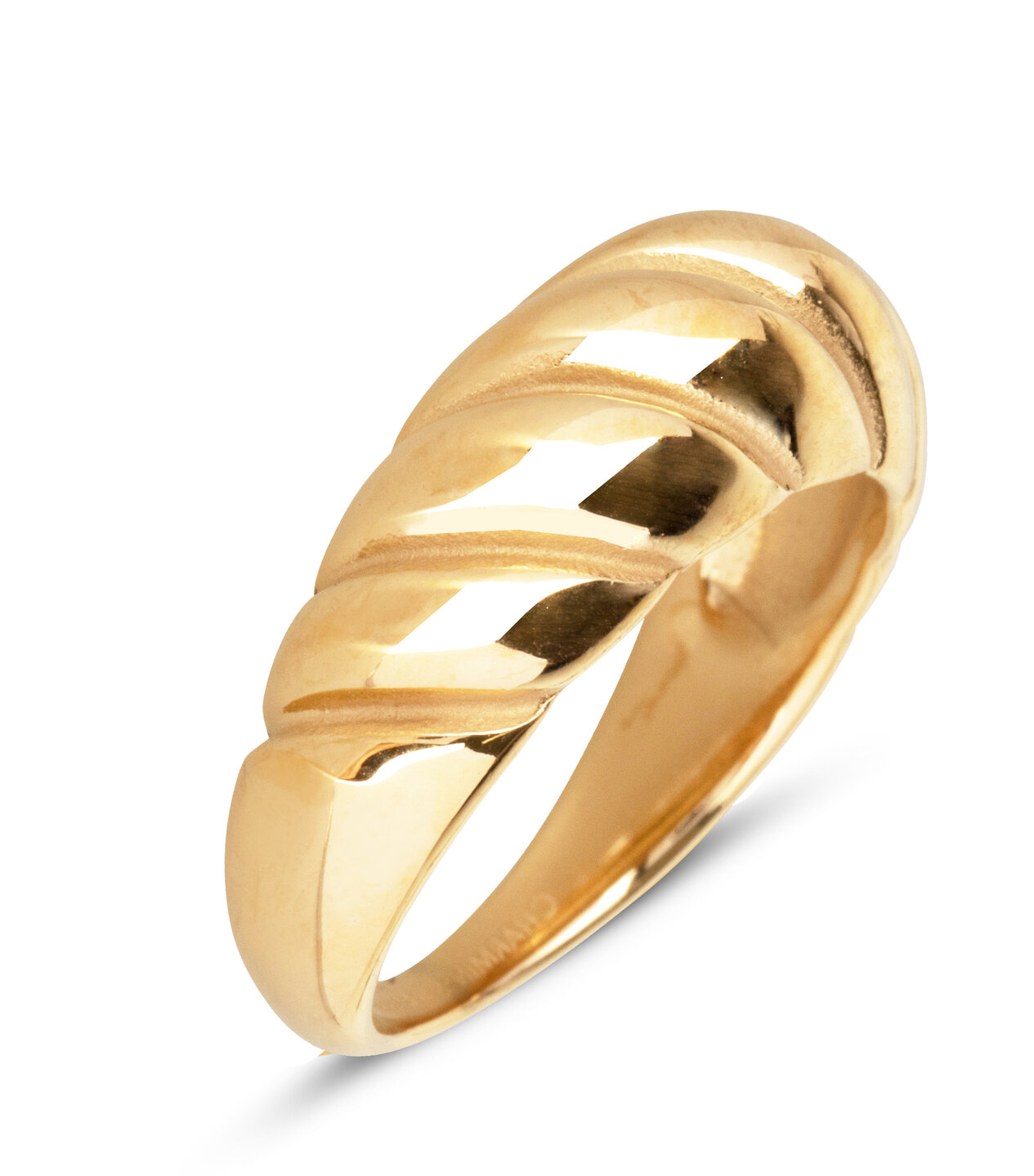 Charmin's Gold-Tone Chunky Ring with Twisted Croissant Shape R996 – Elegant and Playful