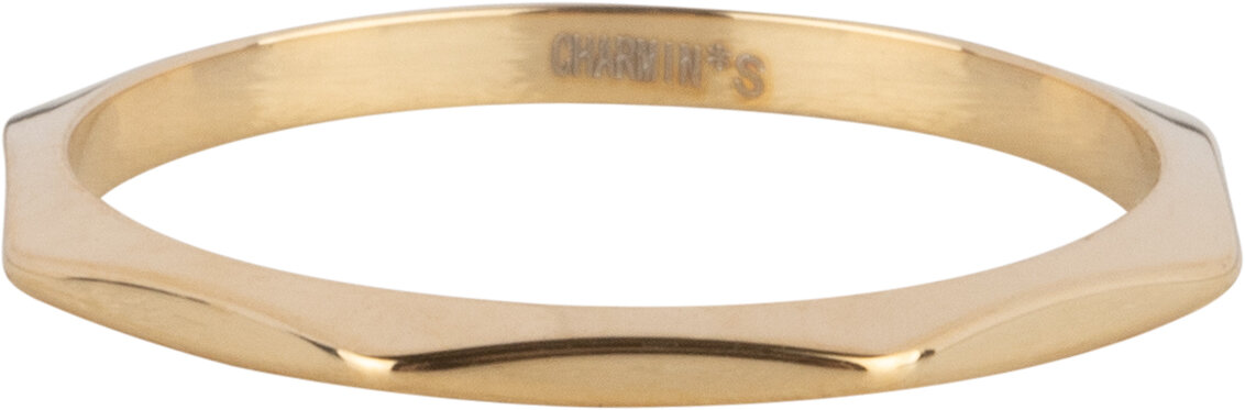 Charmin's Gold-Colored Ring with Eight Corners and Sleek Design SteelR1636 – Modern with a Punk Twist