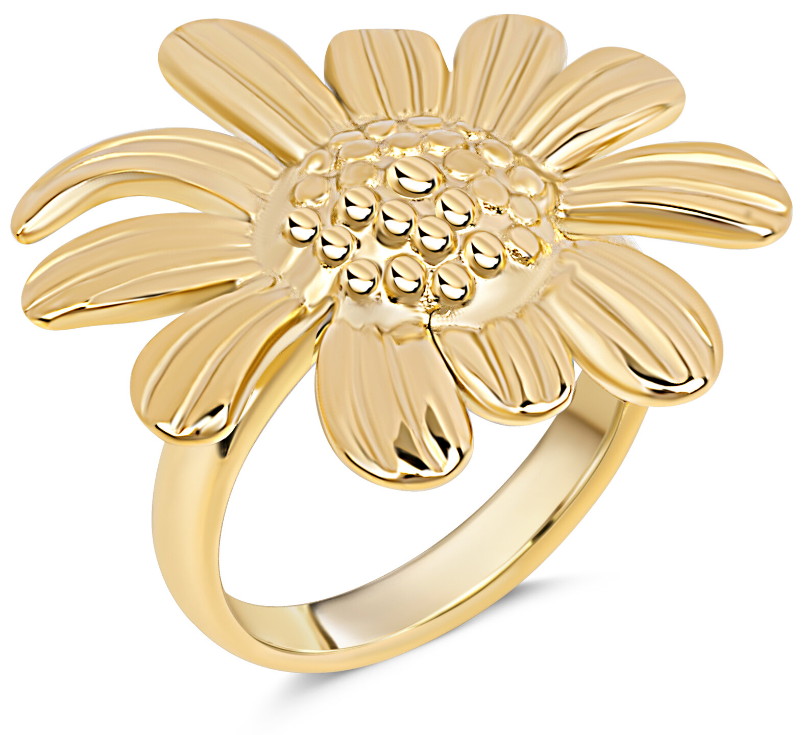 Charmin's Gold-Colored Chunky Ring with Flower R1789 – Trendy and Light