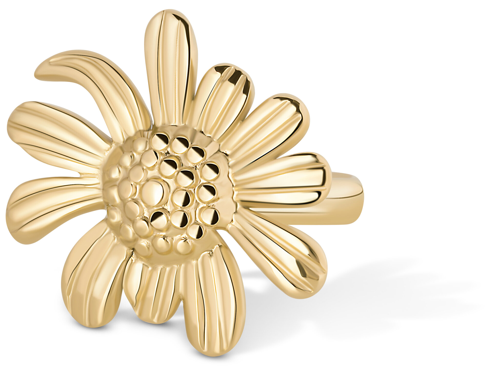 Charmin's Gold-Colored Chunky Ring with Flower R1789 – Trendy and Light